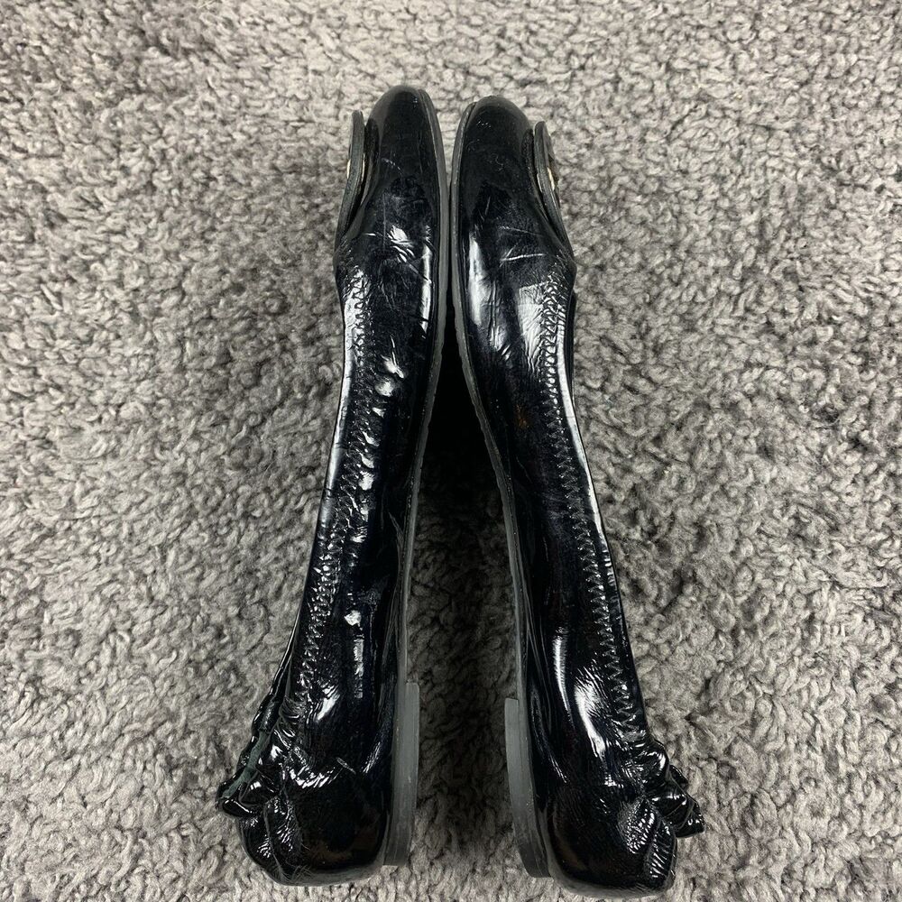 TORY BURCH Reva Ballerina Ballet Flats Black Patent Leather Size 8 M - Picture 5 of 8